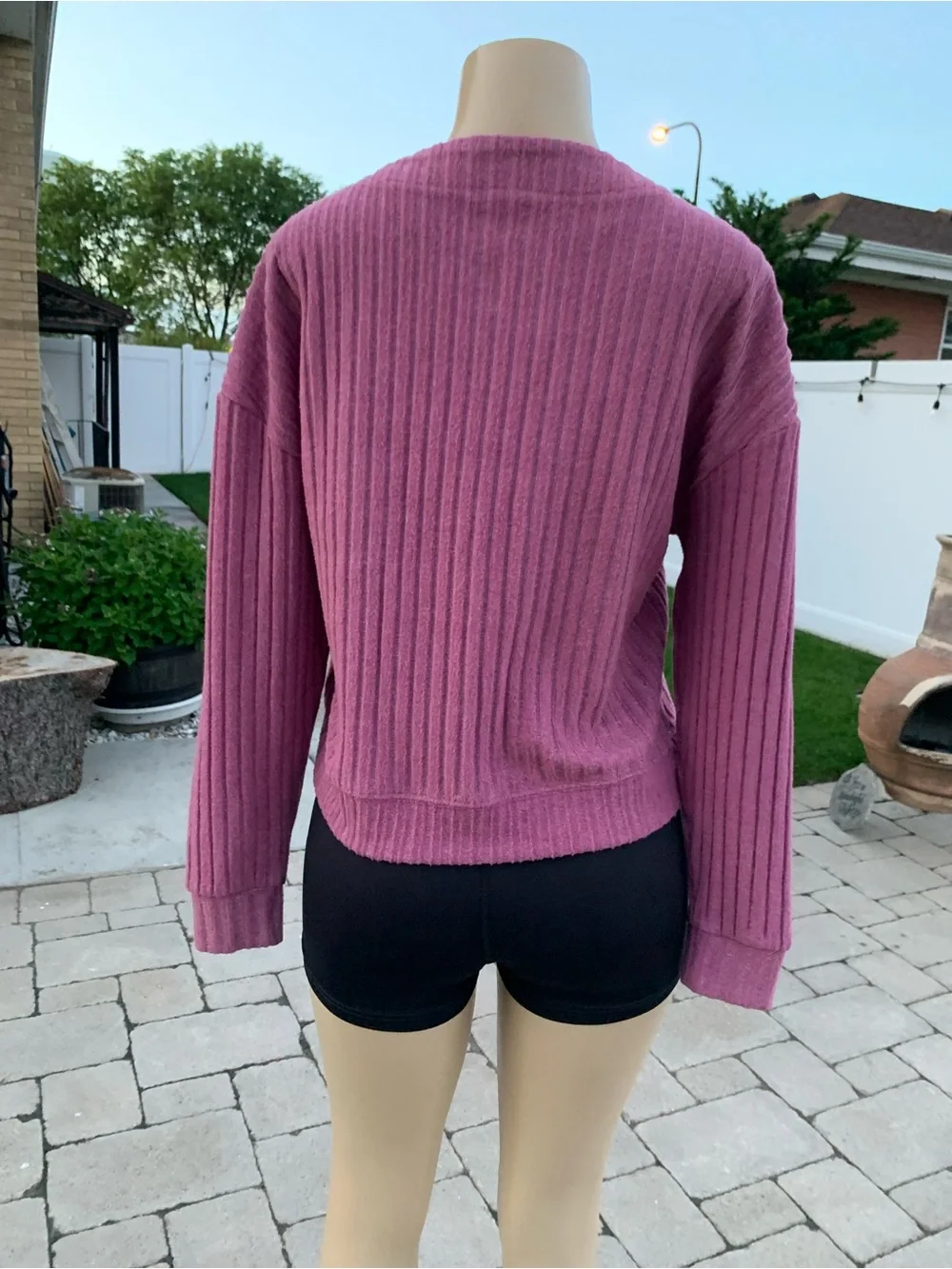 Sonoma mauve ribbed v-neck cardigan size L